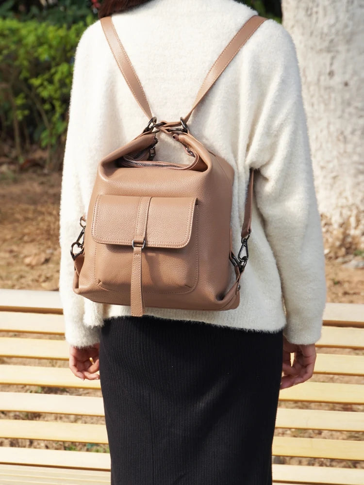 Stylish Women Shoulder Bag 100% Genuine Leather Large Capacity Handbag Multifunction