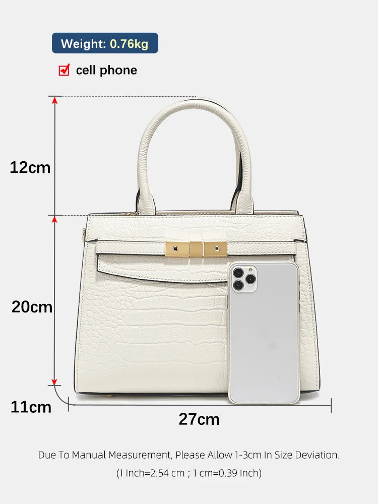 Ladies Cow Skin Fashion Handbags Genuine Leather Top-handle Bag For Work Luxury Designer
