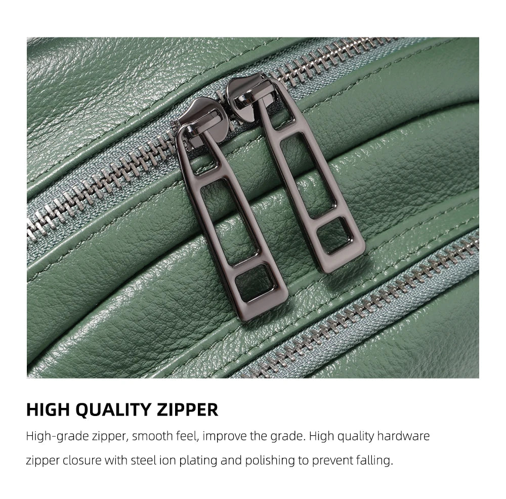 Genuine Leather Backpack For Women Large Capacity Travel Rucksack Knapsack