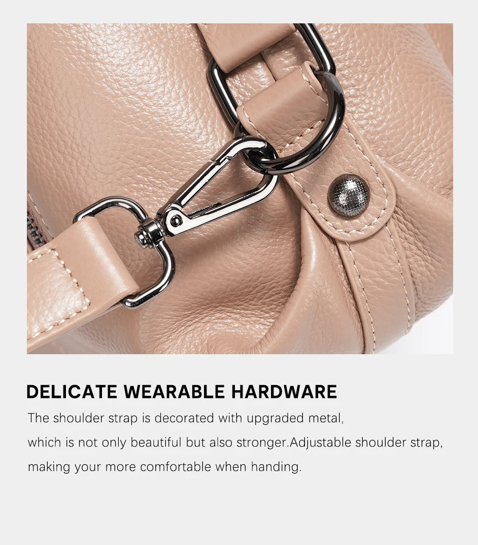 Stylish Women Shoulder Bag 100% Genuine Leather Large Capacity Handbag Multifunction