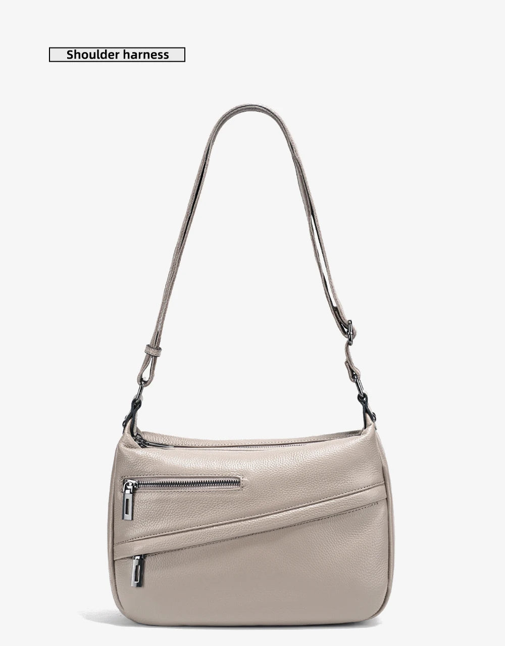 Genuine Leather Shoulder Bag Large Capacity Bucket Handbag Simple Stylish Messenger