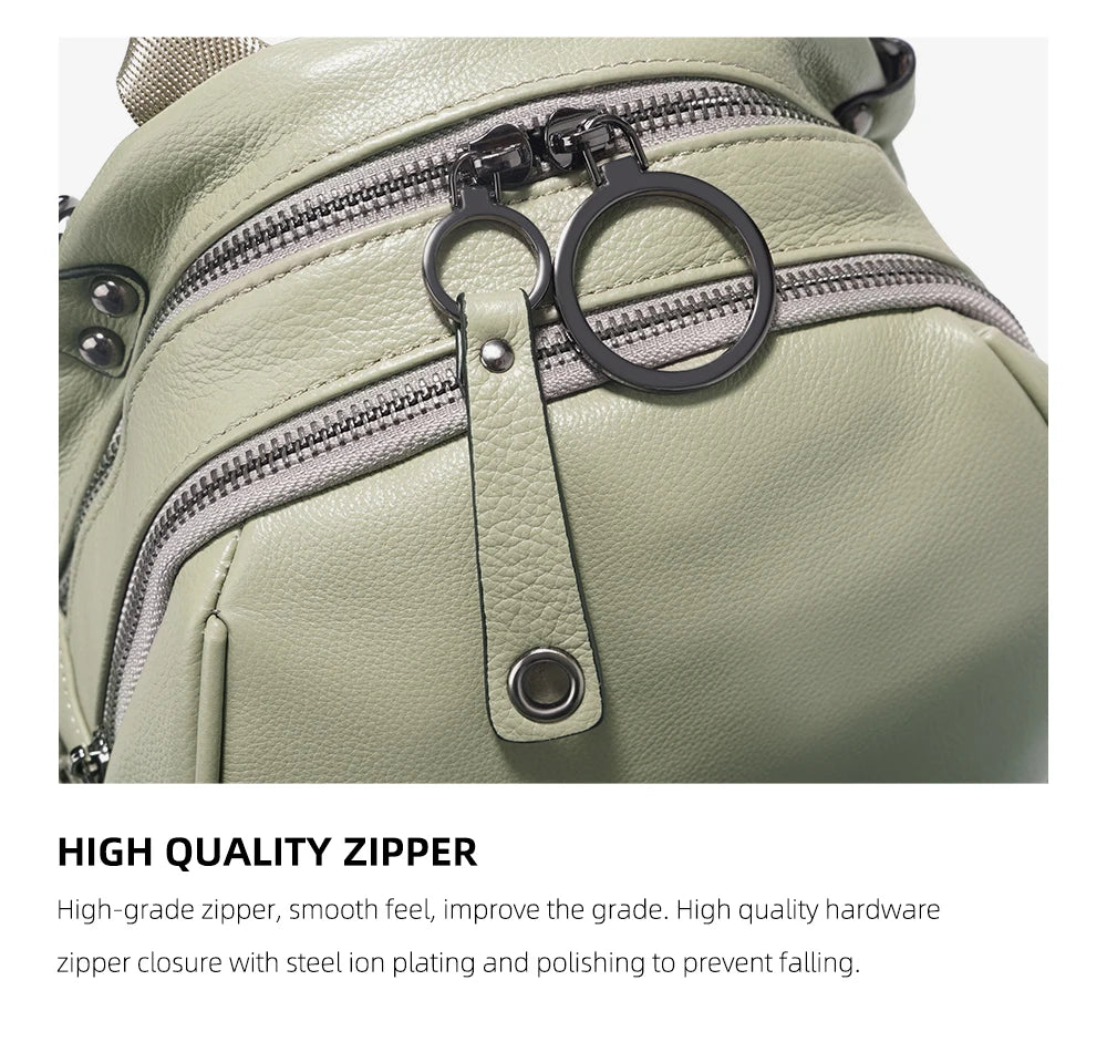 Women's Soft Genuine Leather Travel Backpack Large Capacity Convertible Rucksack