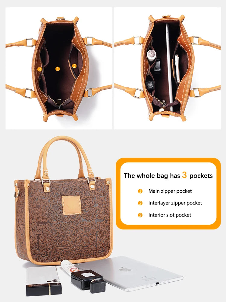 Women Shoulder Bag Genuine Leather High Quality Designer Embossing Bag Crossbody