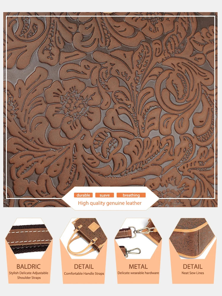 Women Shoulder Bag Genuine Leather High Quality Designer Embossing Bag Crossbody