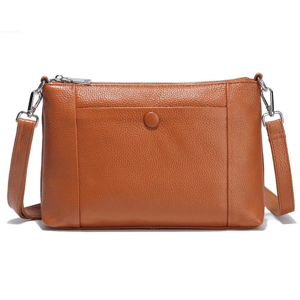 Minimalist Women Purse  Spring Shoulder Square Cross Over Bag 100% Genuine Leather