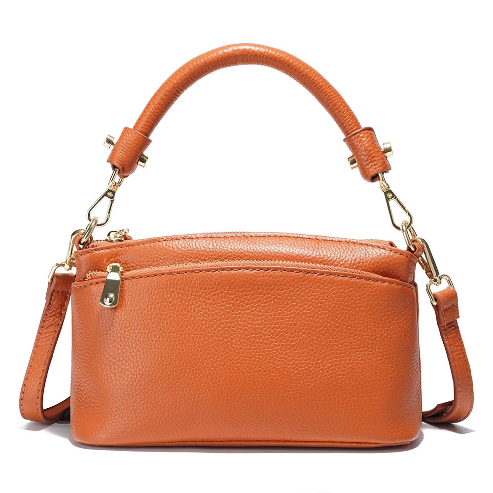 Women  Bag Soft Genuine Leather Zipper Cowhide Leather Shoulder Bag Ladies Crossbody