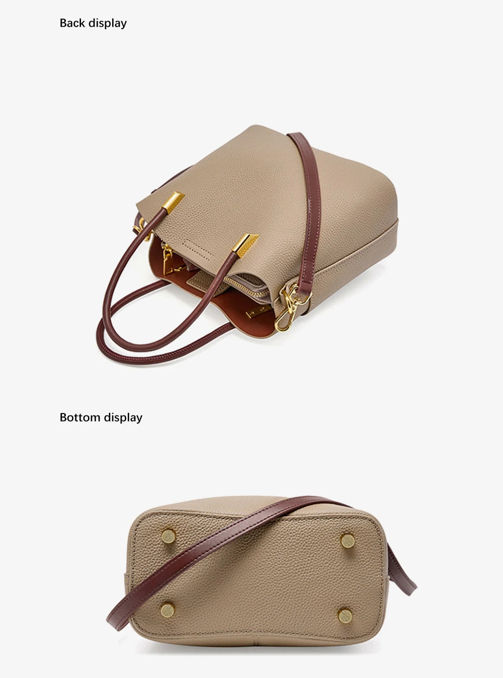 Genuine Leather Top Quality Bucket Bag for Women Versatile Handbag Leather Tote Bag High Sense