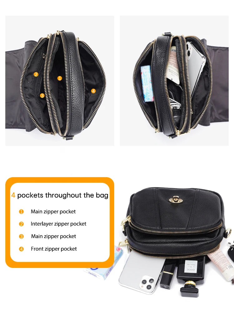 Women Soft Leather Elegant Small Handbags Roomy Crossbody Bag High Quality Vintage Hardware