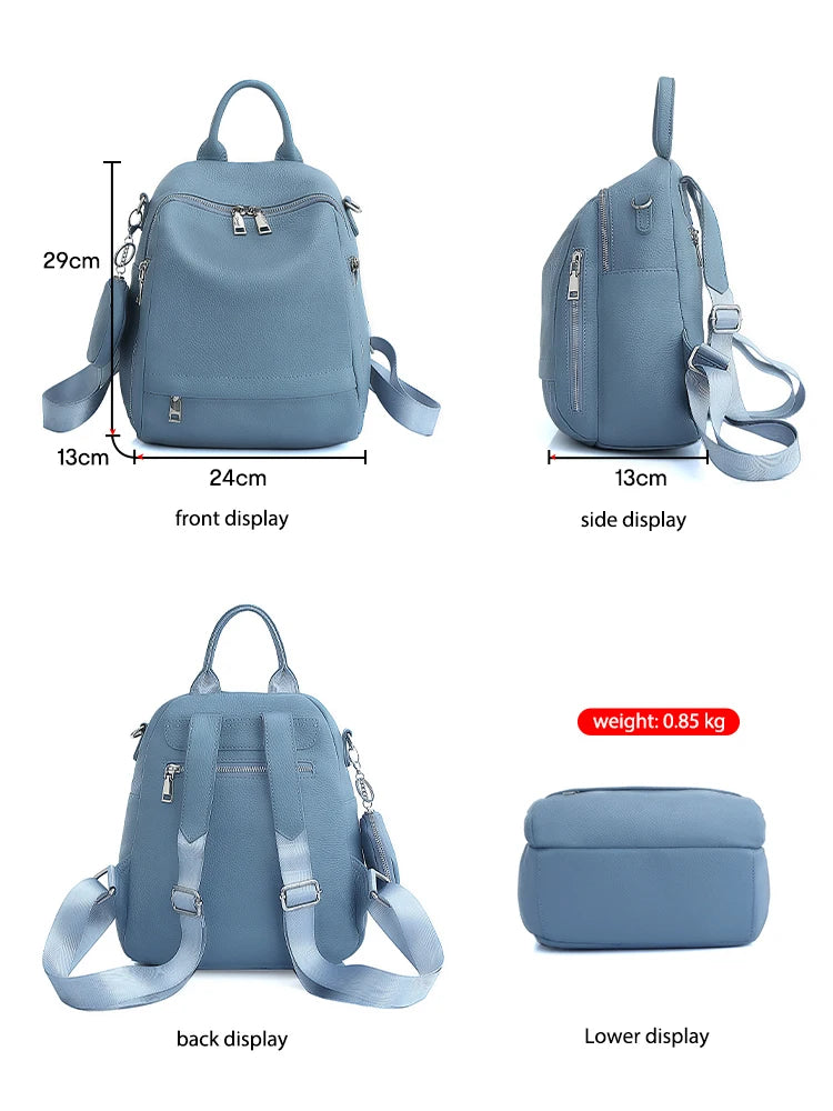 Women's Genuine Leather Backpack High-Quality Bag Travel Female
