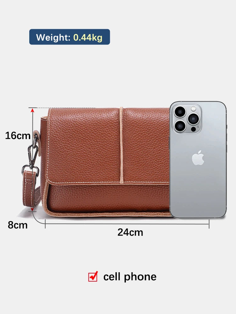 Classic Vintage Leather Crossbody Bag for Women Simple Small Square Bag for Daily