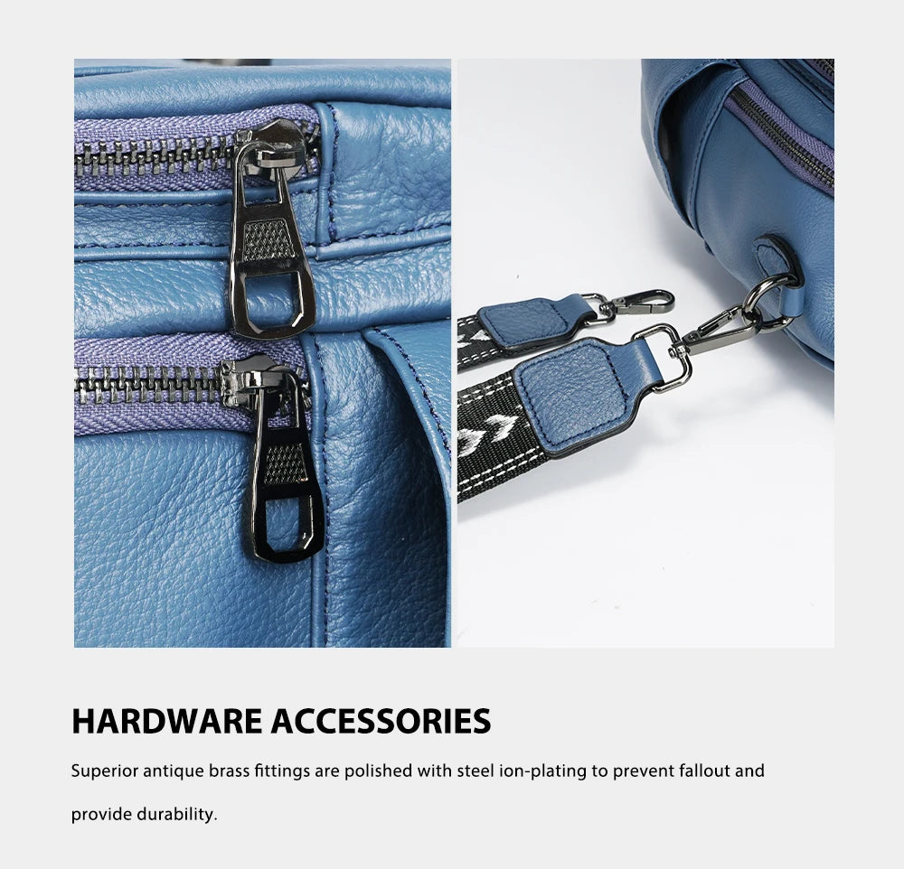 Genuine Leather Women's Fashion Backpack High Quality Satchel Rucksack Multifunctional