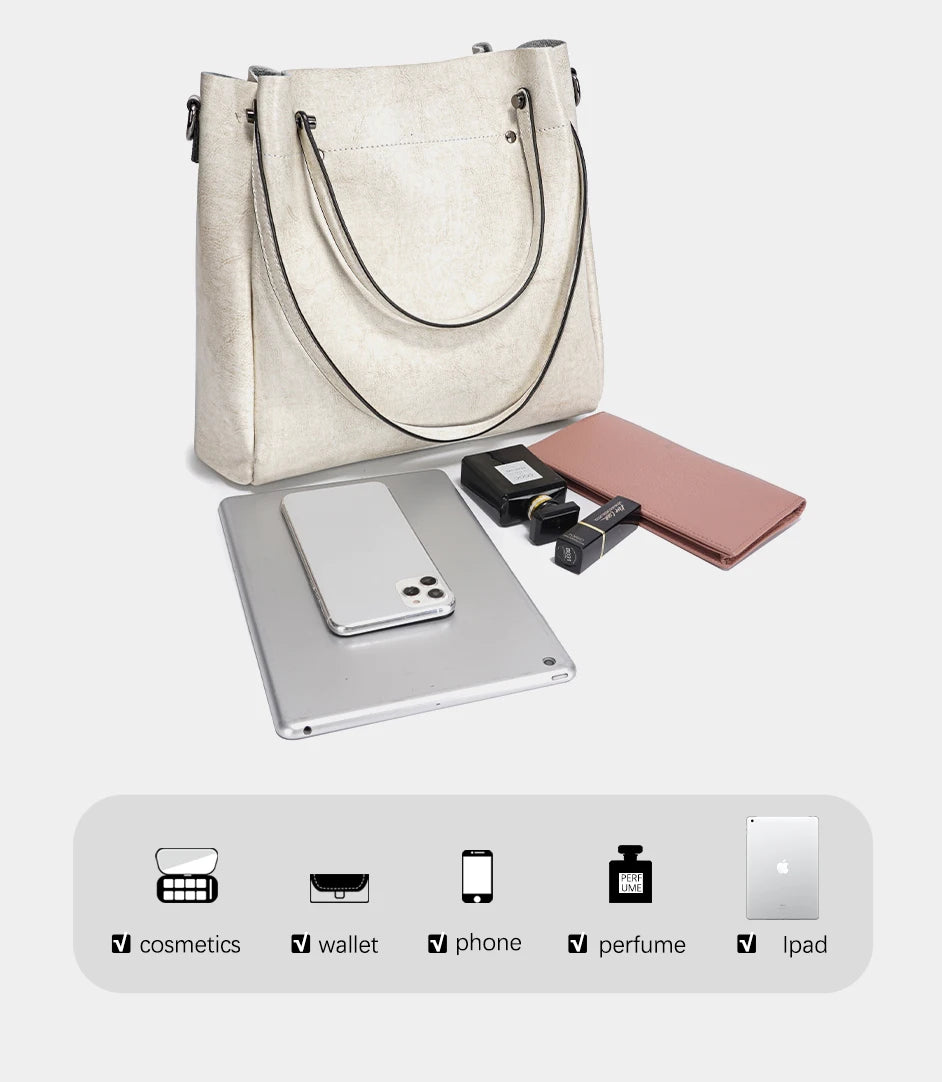 Fashion Large Capacity Women's Handbag 100% Genuine Leather