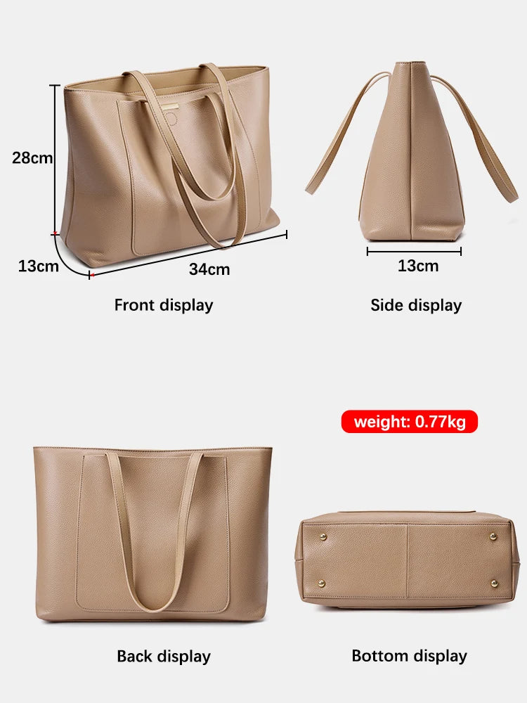 Genuine Leather Women's Tote Handbag Large Shoulder Bag