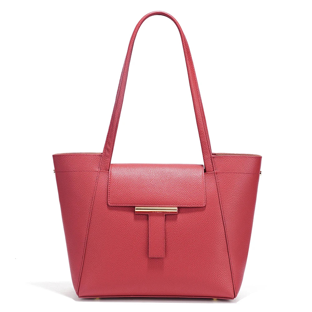 Genuine Leather Women's Tote Handbag Large Shoulder Bag Functional Shopping Bag