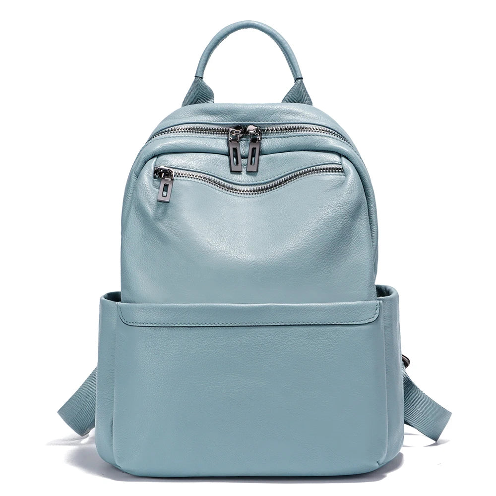 Women's Soft Leather Backpack Genuine Large Capacity Travel Rucksack Knapsack