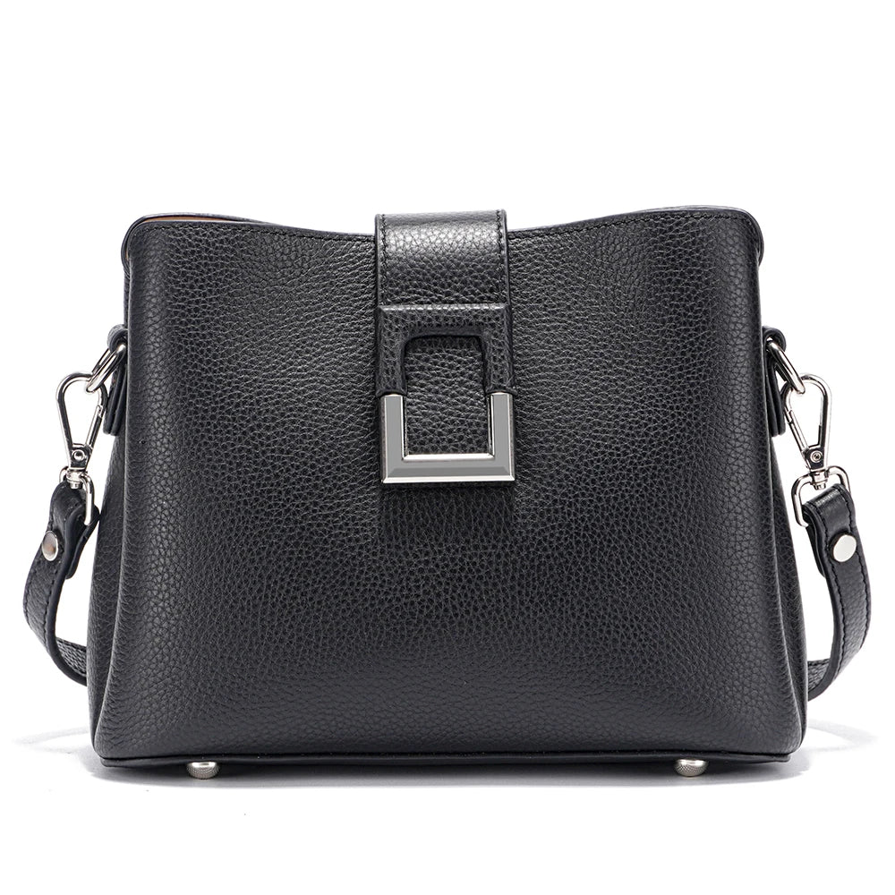 Genuine Leather Designer Noble Shopper Shoulder Bag Commuter Large Bucket Handbag Women Crossbody