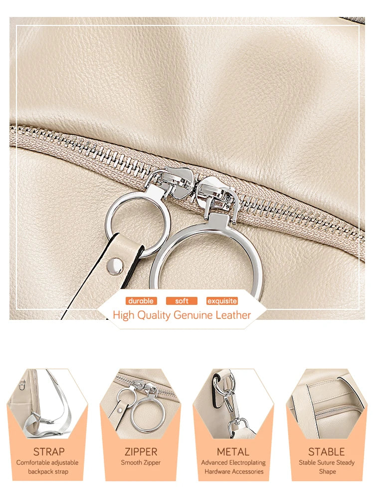 Leather Backpack For Women Anti Theft Satchel