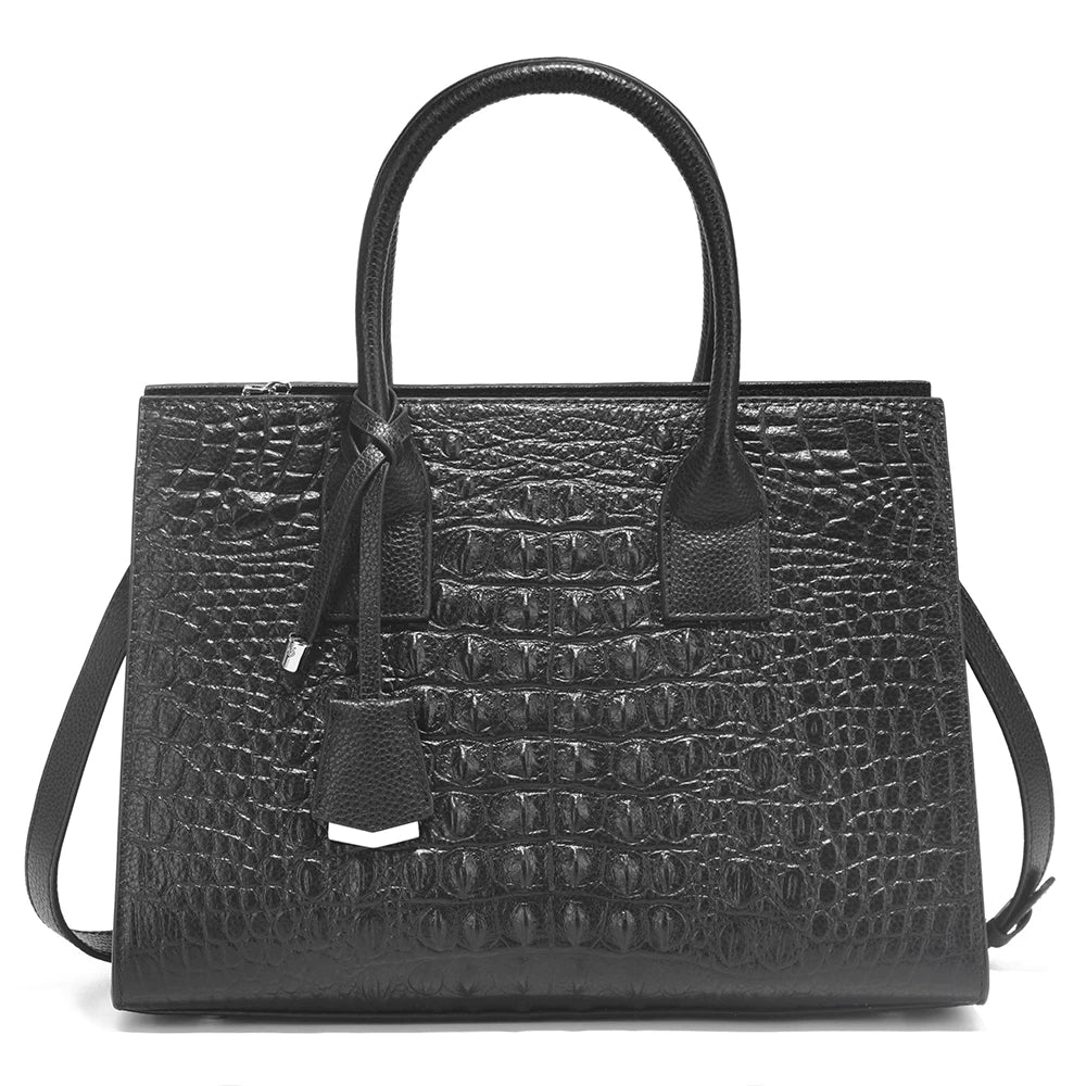 Large Tote Handbag for Women Genuine Leather Cowhide Shoulder Bag with Top Handle Trendy Fashion