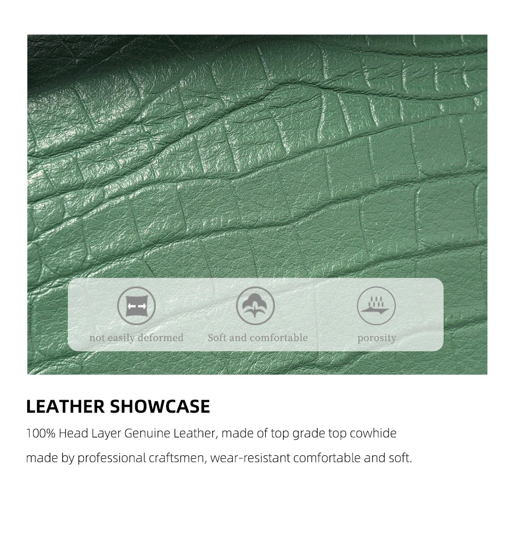 Women's Genuine Leather Top-Handle Bag Fashion Alligator Crossbody Many Compartments