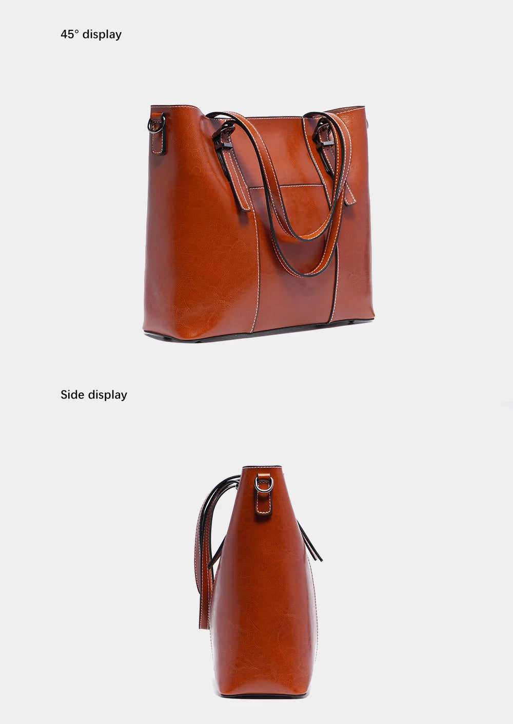New Women's Genuine Leather Tote Lady Luxury Designer Cowhide Shoulder Bag Large