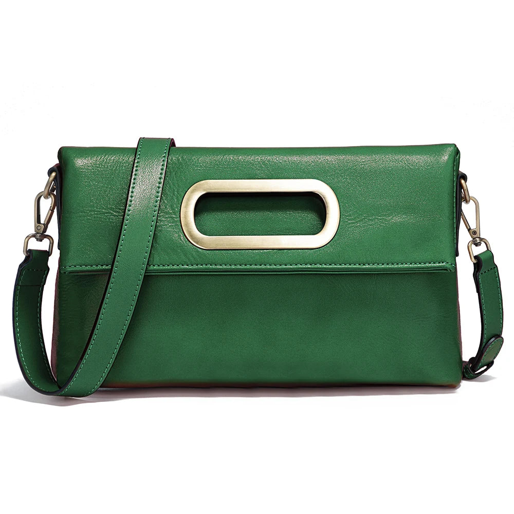 Vintage Genuine Leather Handbag for Women Large Capacity Crossbody Shoulder Bag