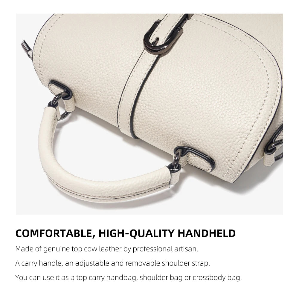 Women's Genuine Leather Top-Handle Bag Simple Fashion Design Luxury Shoulder Crossbody Small Handbag