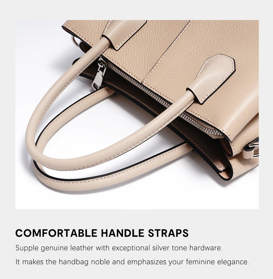 Women's Genuine Leather Top-Handle Bag Noble White Luxury Crossbody