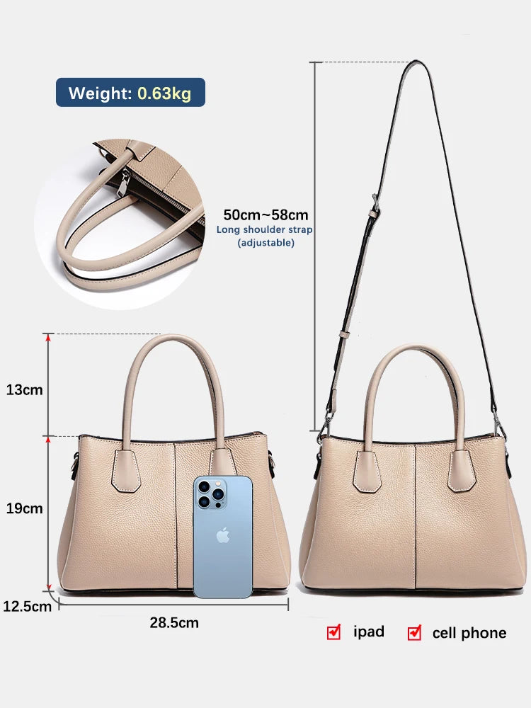 Women's Genuine Leather Top-Handle Bag Noble White Luxury Crossbody