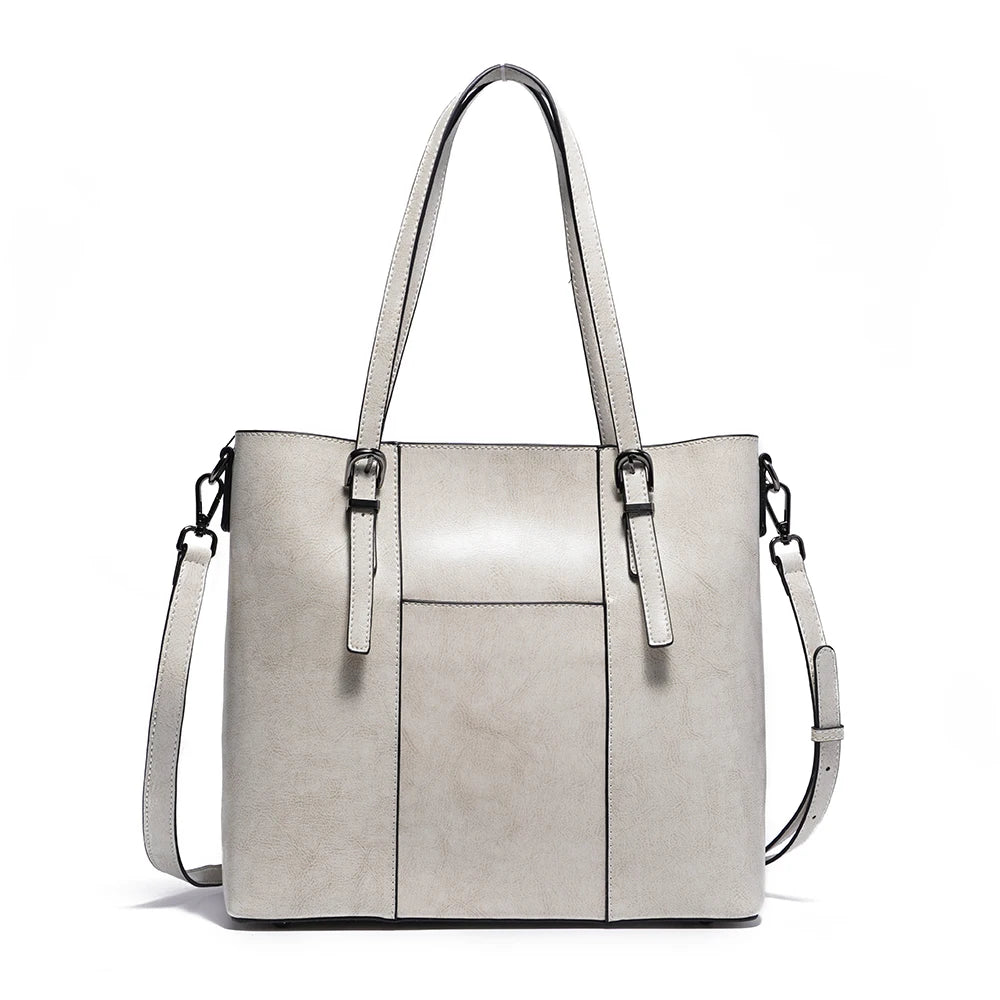 New Women's Genuine Leather Tote Lady Luxury Designer Cowhide Shoulder Bag Large