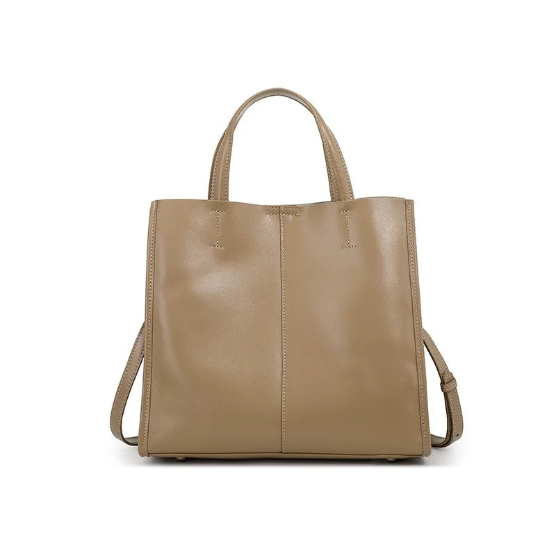 Genuine Leather New Simple Shoulder Bag Large Capacity Shopper Luxury Casual