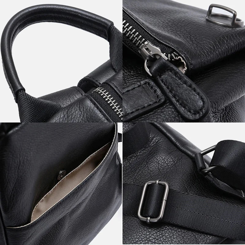Women's Classic Black Small Leather Backpack Handmade Anti-theft Designer