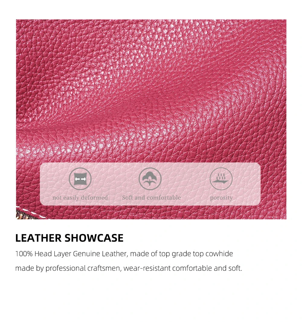 Large Capacity Shoulder Bag for Women 100% Genuine Leather Retro Handbag Tote Purse