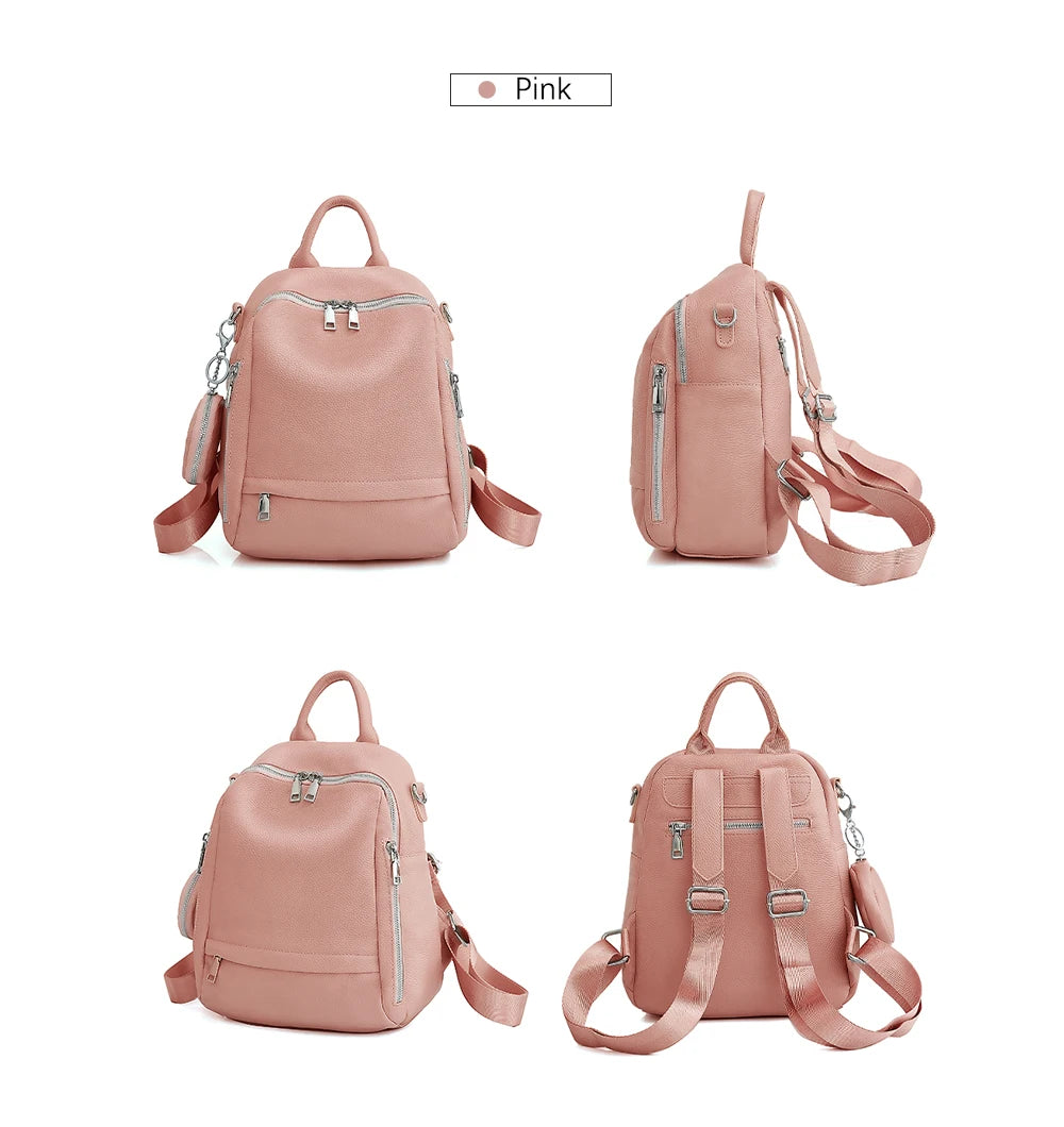 Women's Genuine Leather Backpack High-Quality Bag Travel Female