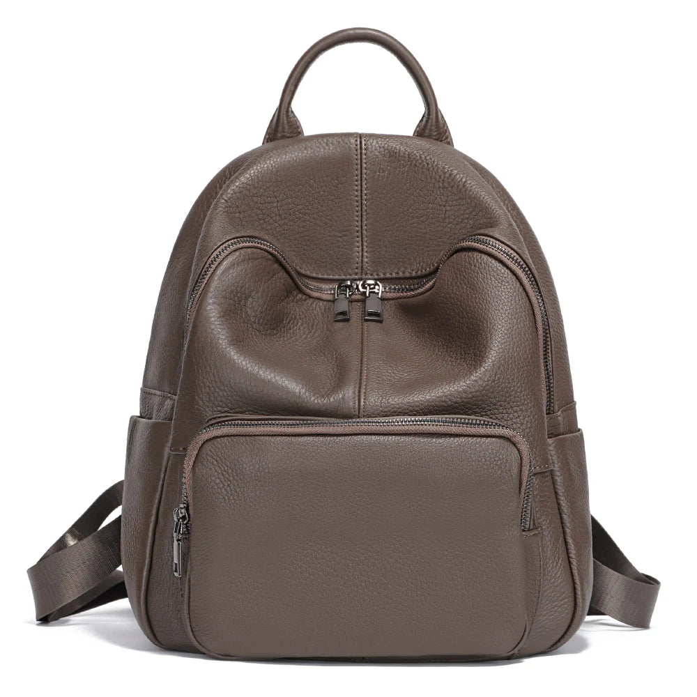 Women Backpack 100% Genuine Leather Ladies Large Capacity Travel Bags
