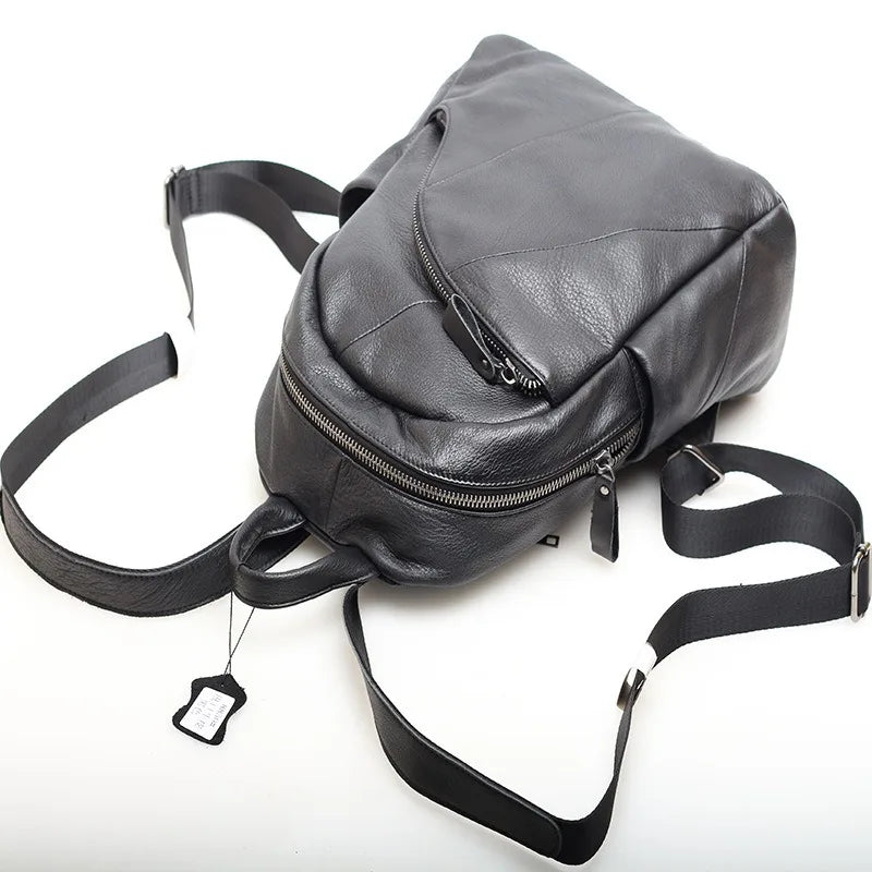 Women's Fashion Genuine Leather Backpack Large Capacity Cowhide Rucksack