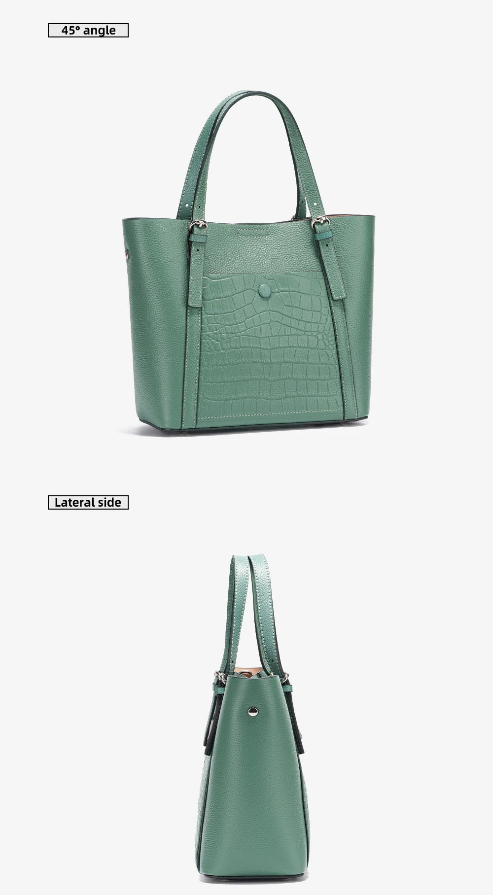 Soft Genuine Leather Women's Tote Bag Handbag Elegant Large Capacity Shopper Bag