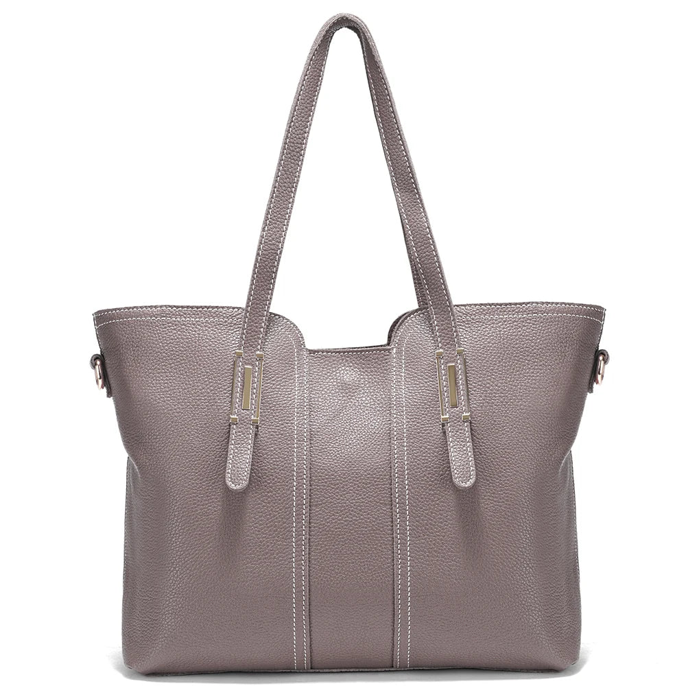 Large Capacity Shoulder Bag for Women 100% Genuine Leather Retro Handbag Tote Purse