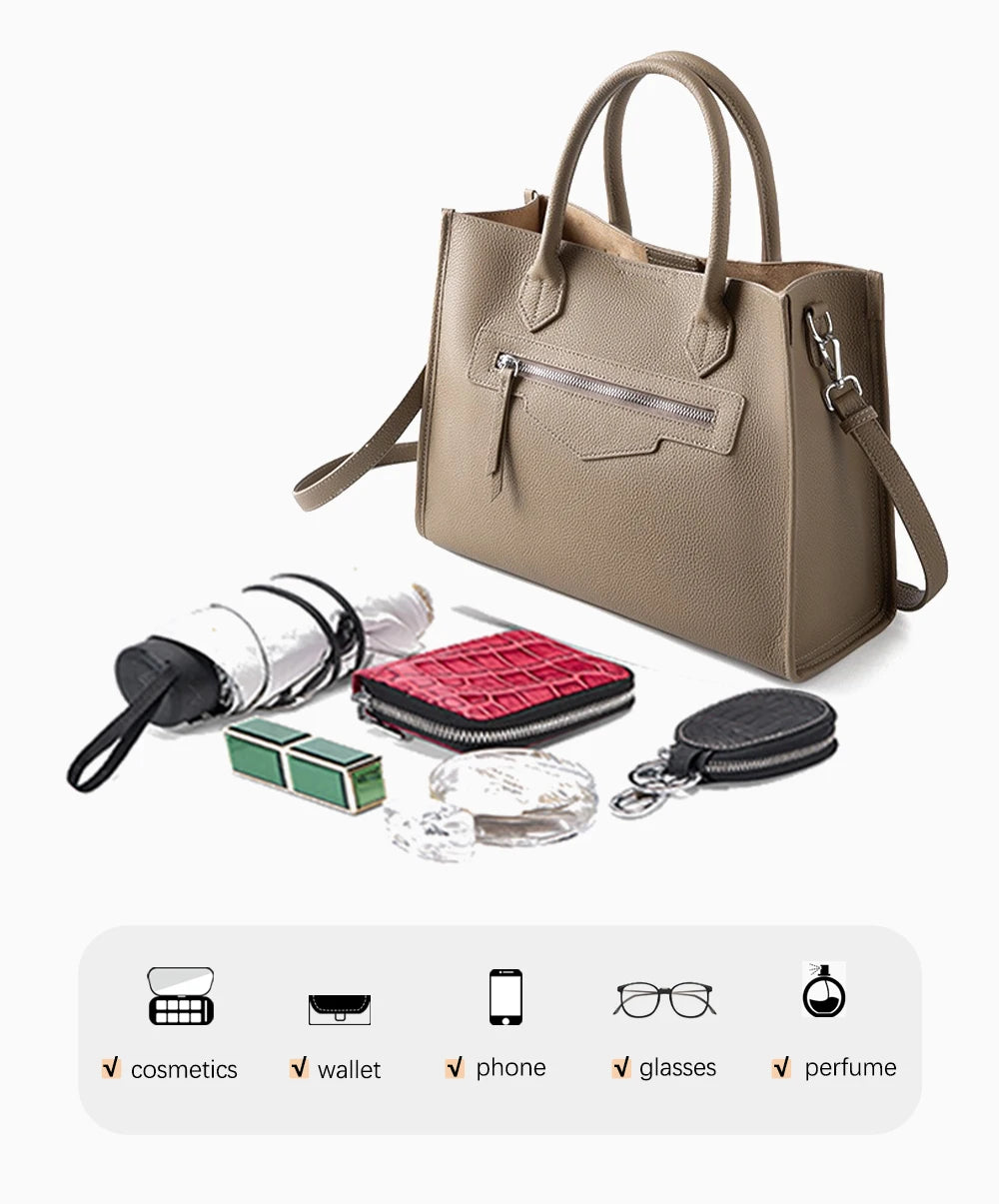 Women Large Tote Bag Genuine Leather Shoulder Bag Ladies Crossbody Bag