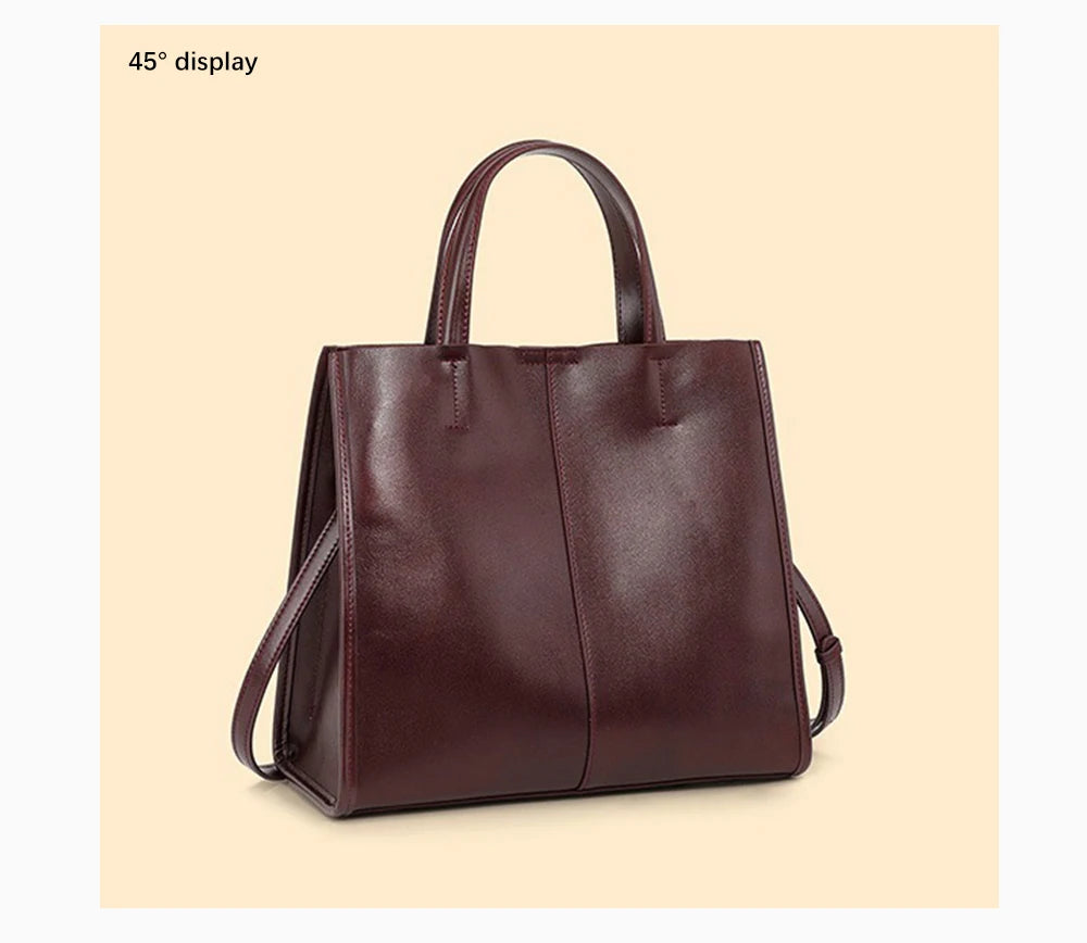 Genuine Leather New Simple Shoulder Bag Large Capacity Shopper Luxury Casual