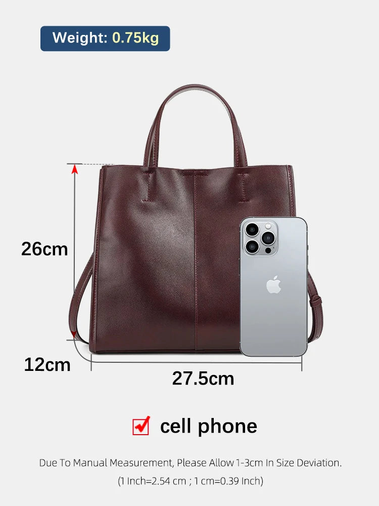 Genuine Leather New Simple Shoulder Bag Large Capacity Shopper Luxury Casual