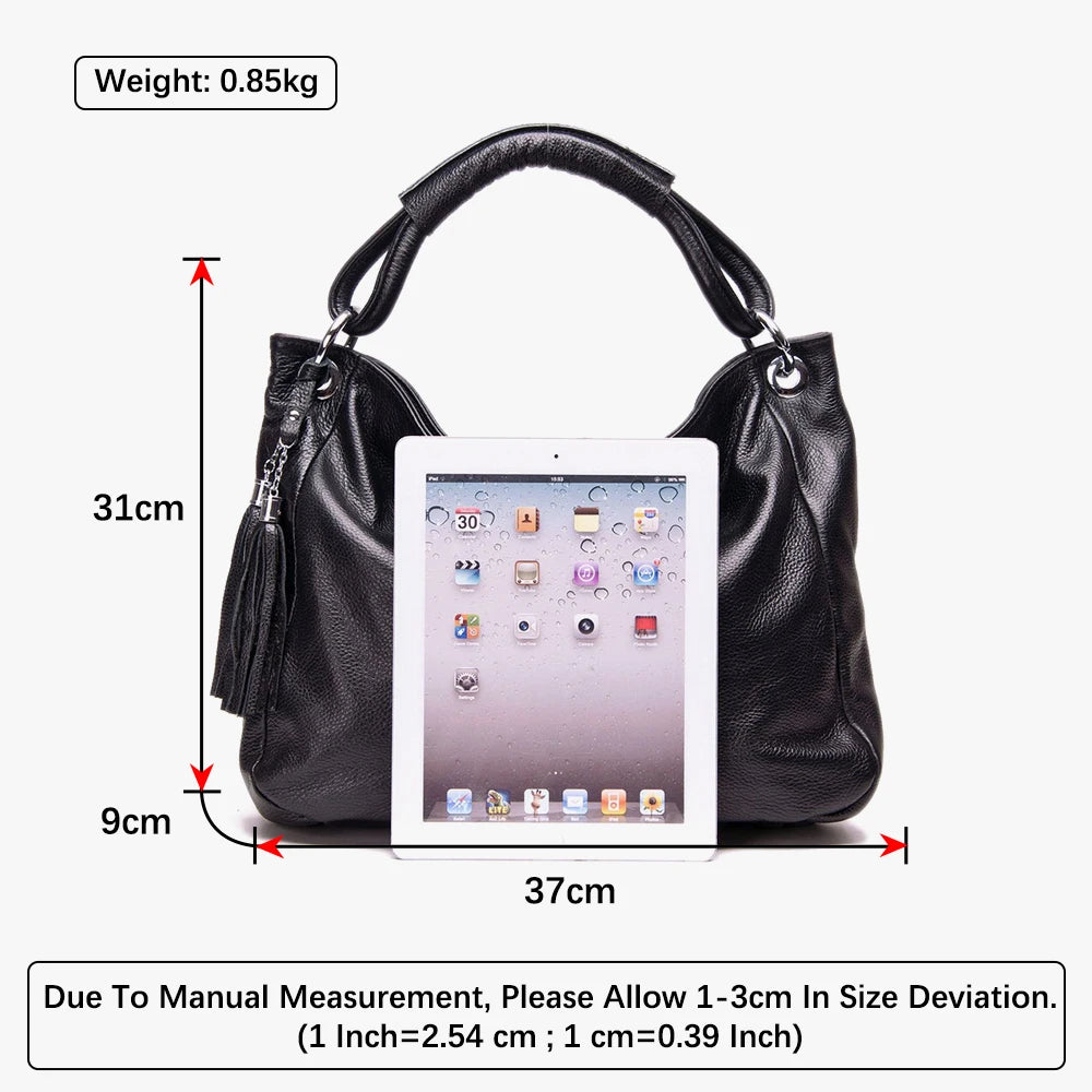 Bag 100% Soft Genuine Leather Tassel Women's Handbag Shoulder Satchel Crossbody Purse