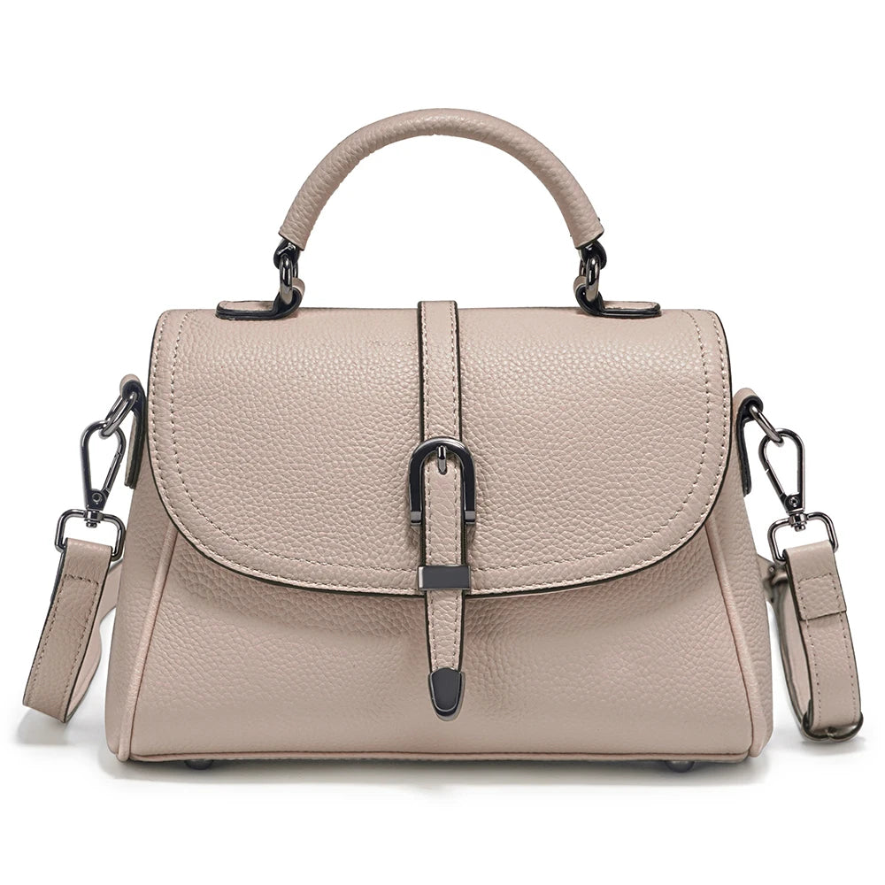 Women's Genuine Leather Top-Handle Bag Simple Fashion Design Luxury Shoulder Crossbody Small Handbag