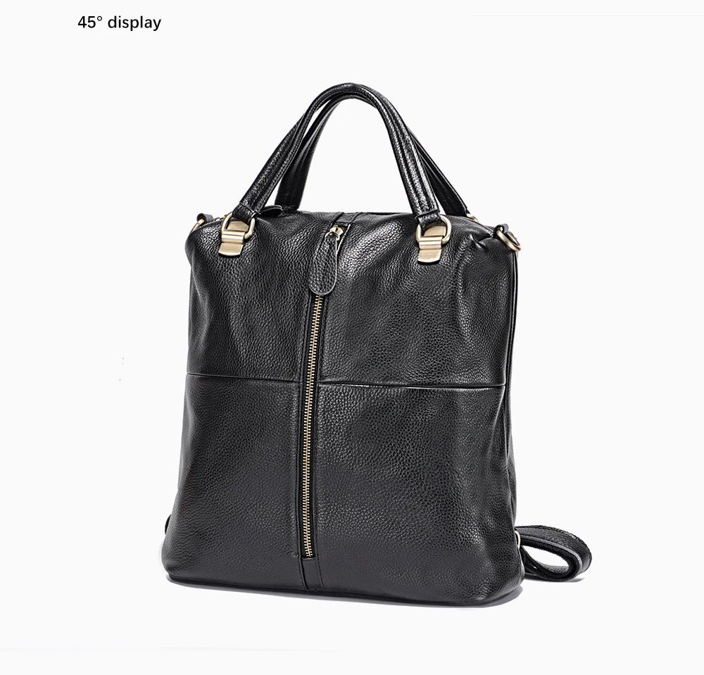 Vintage Genuine Leather Backpack for Women Anti-Theft Large Capacity