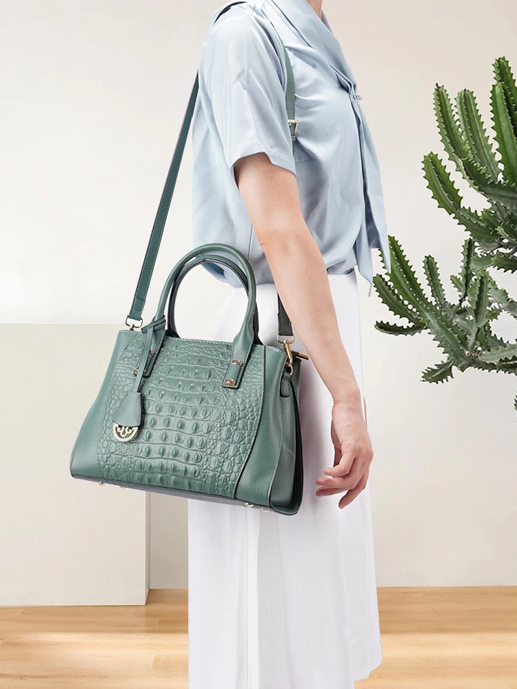 Fashion Women Alligator Handbags Genuine Leather Top-handle Bag Luxury Designer