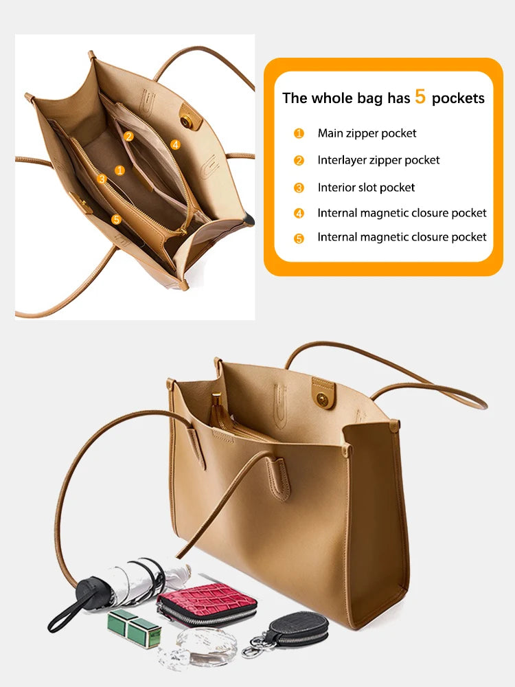 New Women OL Handbag Genuine Leather Ladies Shoulder Purse Big Tote Bag