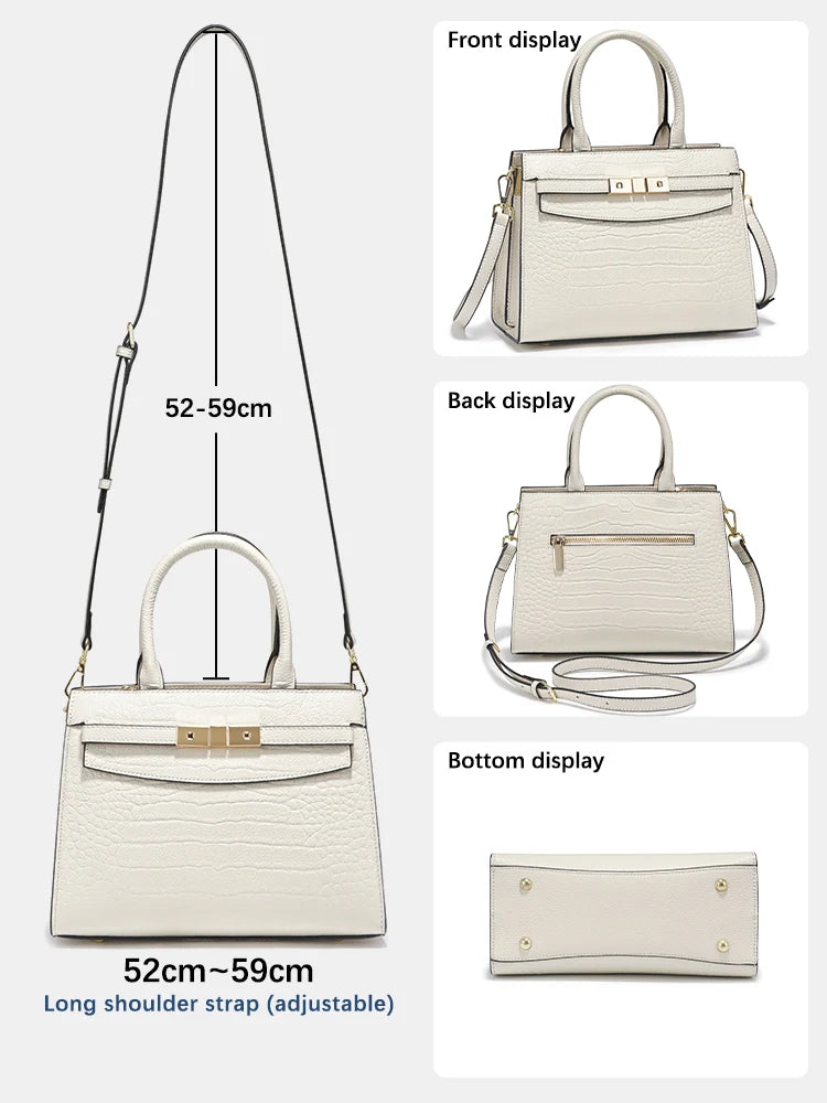 Ladies Cow Skin Fashion Handbags Genuine Leather Top-handle Bag For Work Luxury Designer