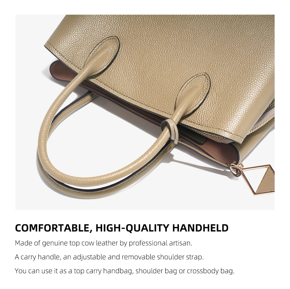 Women's Genuine Leather Satchel Handbag Large Shopper Designer Shoulder Bag Large Cross-body