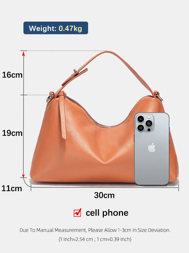 Genuine Leather Tophandle Bag Fashion Hobo Bag Women Shoulder Handbag Crossbody Designer Elegant