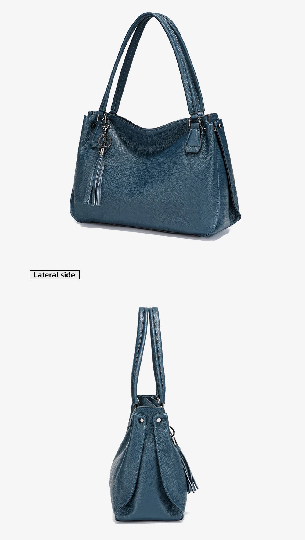 Genuine Leather Women's Tassel Shoulder Bag Large Capacity Female Handbag Shopper Natural Leather
