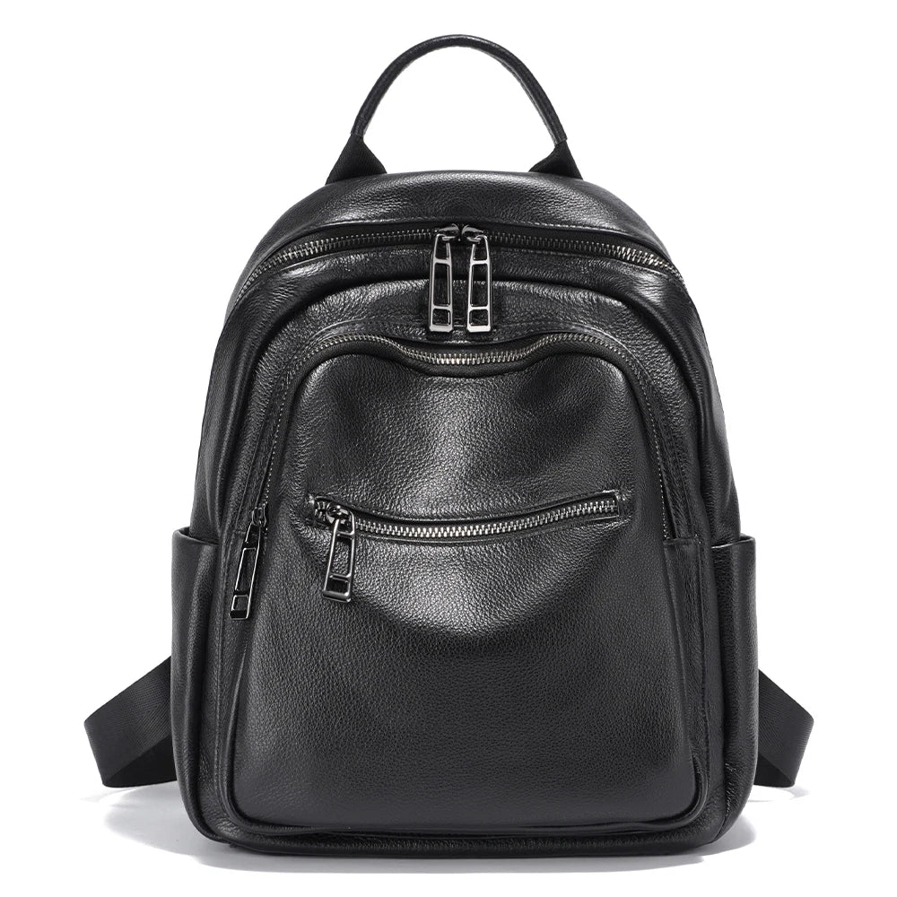 Genuine Leather Backpack For Women Large Capacity Travel Rucksack Knapsack